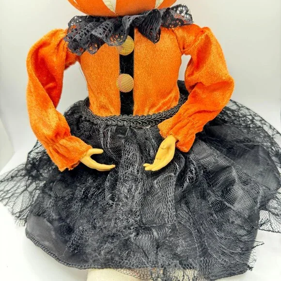 Pumpkin Head Halloween Doll 24" Orange Black - Picture 7 of 15